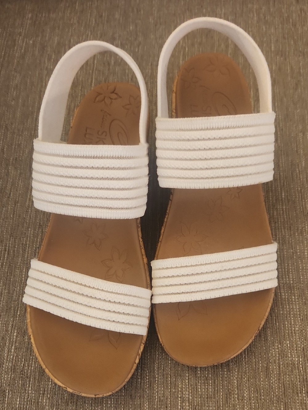 Skechers White Elastic Strap Sandals